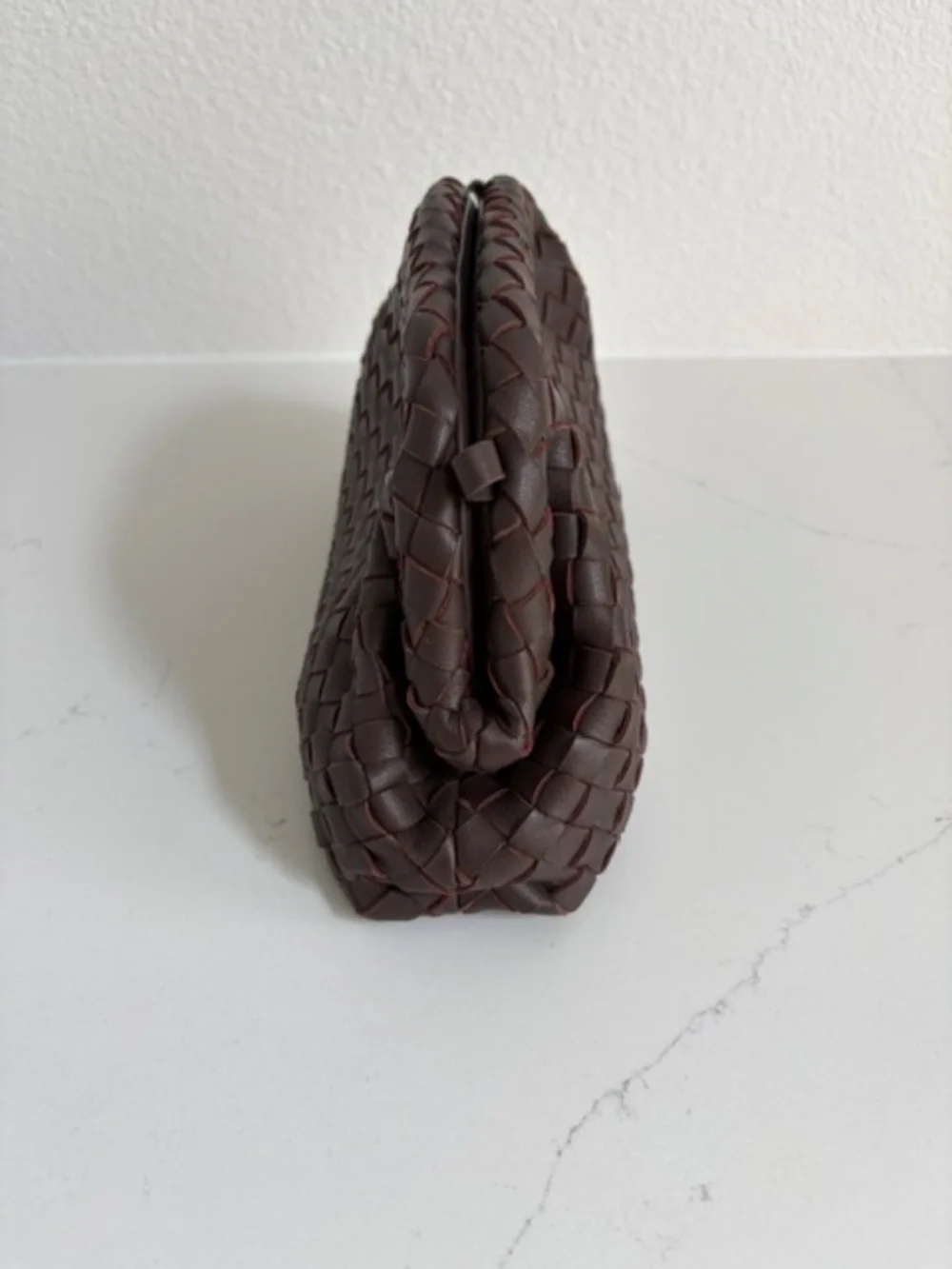 Quince Naomi Handwoven Clutch Dark Brown